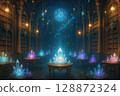 Fantasy Library and Sparkling Crystal 128872324