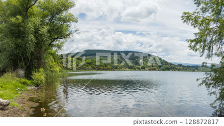 Lakeside view of Lake Tutira in Hawke's Bay, New Zealand Lakeside view of Lake Tutira in Hawke's Bay, New Zealand 128872817