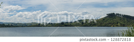 Lakeside view of Lake Tutira in Hawke's Bay, New Zealand Lakeside view of Lake Tutira in Hawke's Bay, New Zealand 128872818