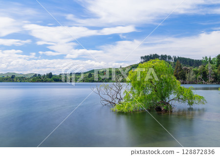 Lakeside view of Lake Tutira in Hawke's Bay, New Zealand Lakeside view of Lake Tutira in Hawke's Bay, New Zealand 128872836
