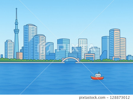 Cityscape with a view of the Skytree (Toyosu) 128873012