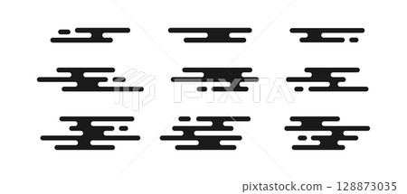 Japanese and Chinese cloud set. Asian cloud pattern. Simple black Japan or China style shapes. Traditional oriental design decorative element. Vector illustration isolated on white background Japanese and Chinese cloud set. Asian cloud pattern. Simple black Japan or China style shapes. Traditional oriental design decorative element. Vector illustration isolated on white background 128873035