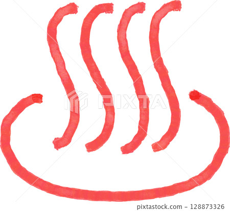 用紅色水性筆繪製的溫泉標記圖標 128873326