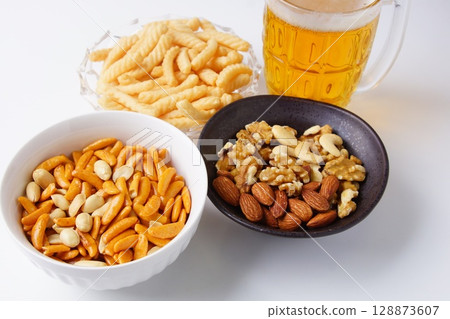 Snacks and beer 128873607