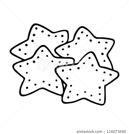 stars outline icon line art, black and white doodle style 128873690