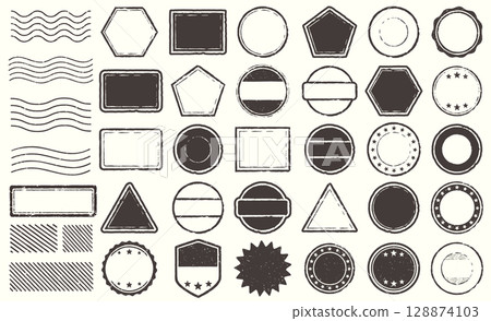 Retro Grunge postage Stamps frames vector shape set. Black postal round and square empty stamp border pack. Blank post Stamp template grunge ink rubber labels collection. Vector image isolated Retro Grunge postage Stamps frames vector shape set. Black postal round and square empty stamp border pack. Blank post Stamp template grunge ink rubber labels collection. Vector image isolated 128874103