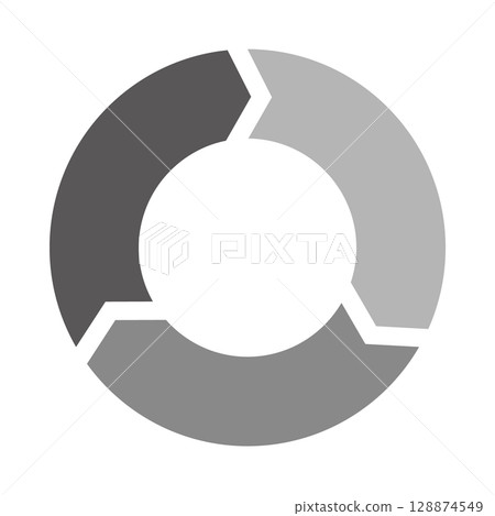 Circular chart shapes showing cyclical processes 3 Cycle diagram Circular arrow 128874549