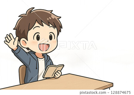 Mini character material of a college student speaking at a club meeting (transparent PNG) 128874675