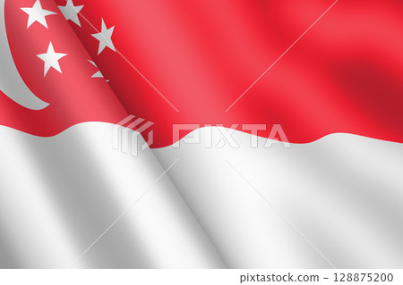 Singapore waving flag 3d illustration Singapore waving flag 3d illustration 128875200
