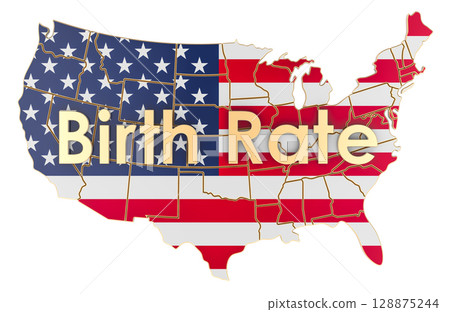 USA birth rate concept. 3D rendering 128875244