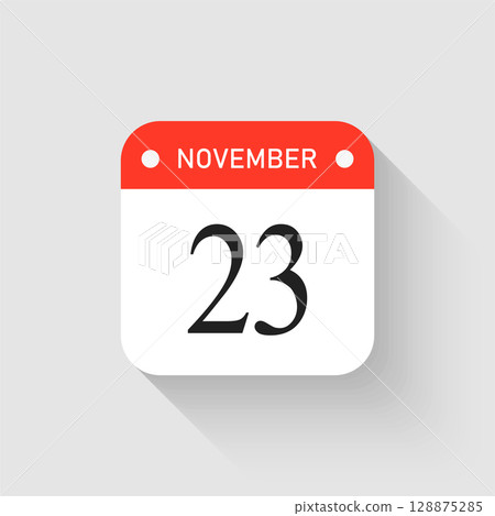 Vector icon page day calendar - 23 November month 128875285