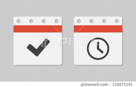 Set icons page calendar - done and schedule, time Set icons page calendar - done and schedule, time 128875291