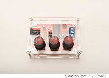 An assembled radio-electronic device. The signal generator. DIY kit for assembling an electronics enthusiast. 128875835