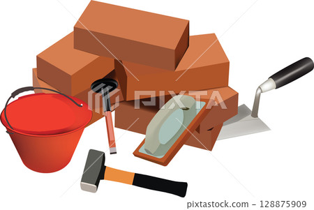 terracotta bricks for construction 128875909