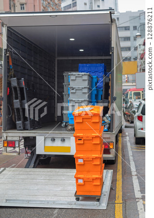 Stacked Boxes Cart Truck 128876211