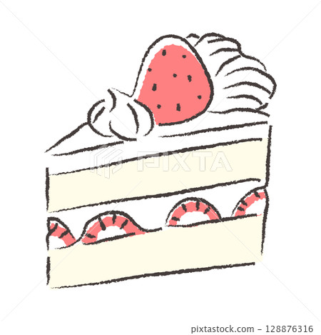 手繪草莓蛋糕插圖 128876316