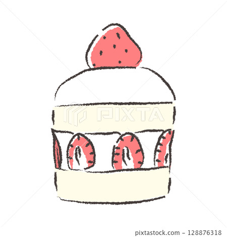 Hand drawn strawberry cake illustration 128876318