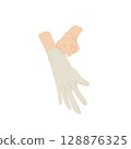 戴上醫用手套的手的插圖（透明PNG）| 戴上醫用手套 128876325