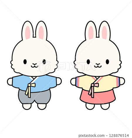 Rabbit character couple in hanbok 128876514