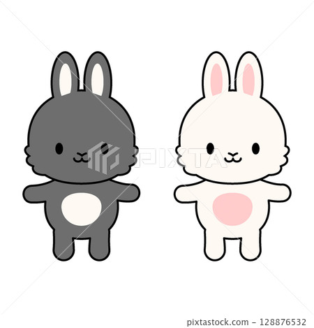Black rabbit and white rabbit character-插圖素材 [128876532] - PIXTA圖庫