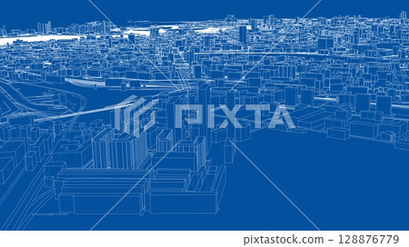 Urban modern landscape. Vector rendering of 3d 128876779