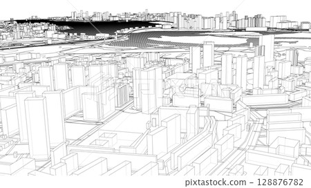 Urban modern landscape. Vector rendering of 3d 128876782