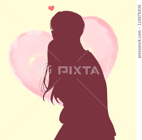 Man and woman hugging silhouette 128876836