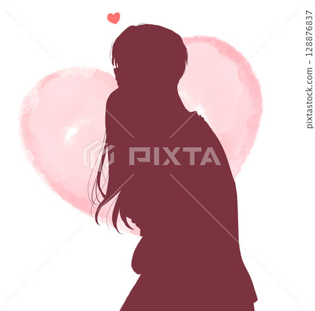 Man and woman hugging silhouette 128876837