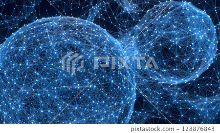 Spherical digital network and information structure background 128876843