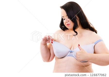 Big woman in bra, body positive. Big woman in bra, body positive. 128877062