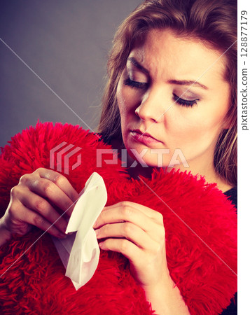 Sad, heartbroken woman crying having depression Sad, heartbroken woman crying having depression 128877179