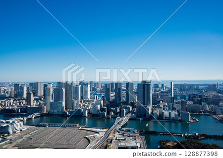 Former Tsukiji Market on the Tokyo Bay coast, Tsukiji Tokyo Outer Market in 2021, Tsukiji Market site where redevelopment begins 128877398