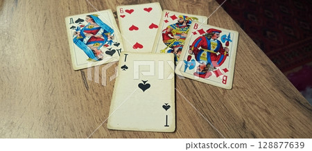 Old 13-16 playing cards from Ferdinand Piatnik and Sons around... 128877639