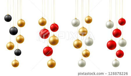 Color Christmas Baubles set isolated on white background. 128878226