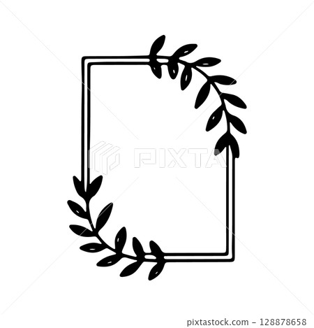 Rectangular Botanical Frame. A clean rectangular frame featuring elegant leafy accents, ideal for invitations, branding, or botanical-inspired compositions. Rectangular Botanical Frame. A clean rectangular frame featuring elegant leafy accents, ideal for invitations, branding, or botanical-inspired compositions. 128878658