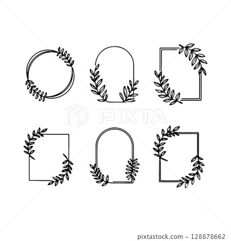 Botanical Frame Variety Pack. A versatile set of abstract frames in organic shapes accented with delicate botanical elements for natural and stylish design layouts. Botanical Frame Variety Pack. A versatile set of abstract frames in organic shapes accented with delicate botanical elements for natural and stylish design layouts. 128878662