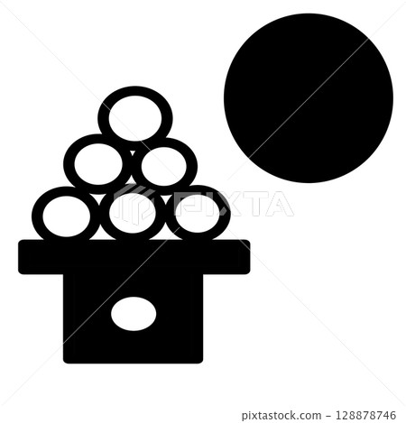 Simple illustration of the Full Moon and Tsukimi Dango Cute Material Icon Black and White Simple illustration of the Full Moon and Tsukimi Dango Cute Material Icon Black and White 128878746