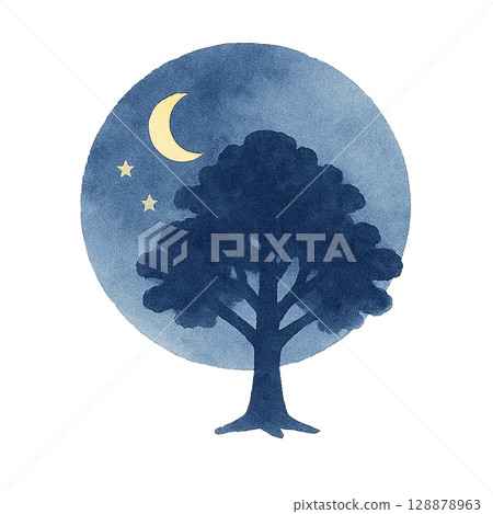月光下的樹木剪影插圖(PNG 剪貼圖) 月光下的樹木剪影插圖(PNG 剪貼圖) 128878963
