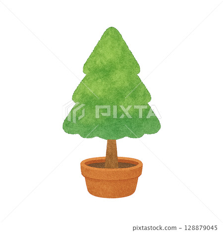Potted fir tree illustration (PNG cutout) 128879045