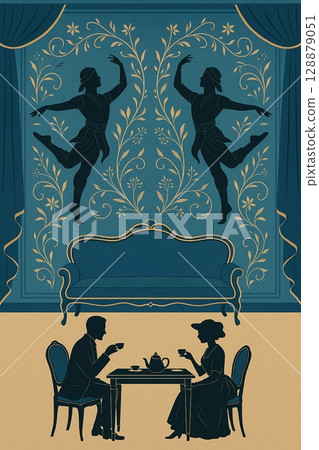 經典剪影藝術海軍藍生成人工智慧 經典剪影藝術海軍藍生成人工智慧 128879051