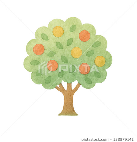 Fruit-bearing tree illustration (PNG cutout) 128879141
