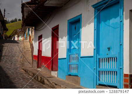 Beautiful streets of the colonial town of Concepcion in Antioquia, Colombia. Beautiful streets of the colonial town of Concepcion in Antioquia, Colombia. 128879147