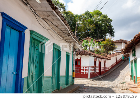 Beautiful streets of the colonial town of Concepcion in Antioquia, Colombia. Beautiful streets of the colonial town of Concepcion in Antioquia, Colombia. 128879159