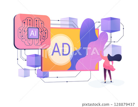 Blockchain for Transparent Ad Metrics abstract concept vector illustration. 128879437