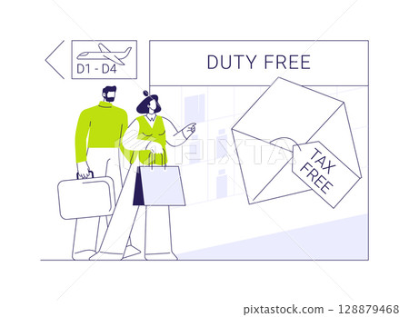 Duty free shop abstract concept vector illustration. Duty free shop abstract concept vector illustration. 128879468