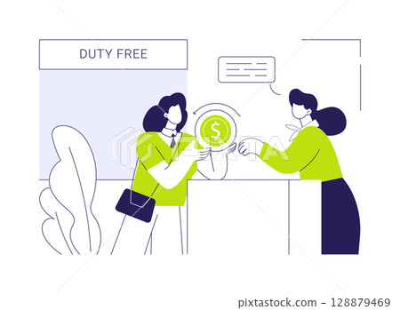 Tax free service abstract concept vector illustration. 128879469