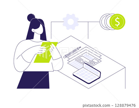 Calculating taxes abstract concept vector illustration. Calculating taxes abstract concept vector illustration. 128879476