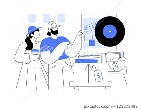 Vinyl market isolated cartoon vector illustrations. 128879492