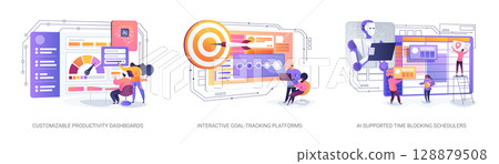 AI-Driven Tools Support Goal Setting abstract concept vector illustrations. AI-Driven Tools Support Goal Setting abstract concept vector illustrations. 128879508