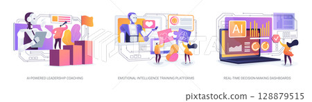 AI-Powered Leadership Development Tools abstract concept vector illustrations. AI-Powered Leadership Development Tools abstract concept vector illustrations. 128879515